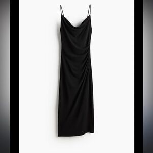 H&M | black draped cowl-neck dress